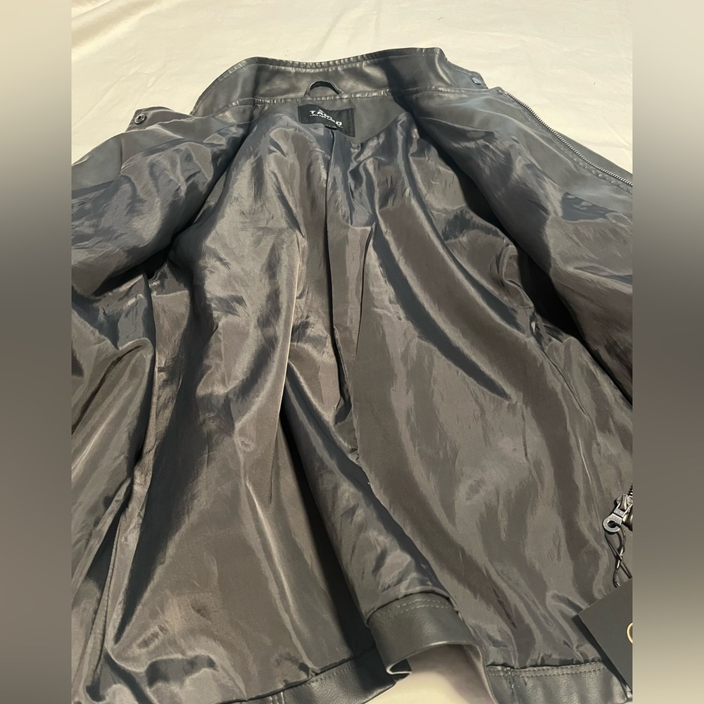NWT TAGDOO Plus Women’s Faux Leather Dark Grey LS Zipper Moto Jacket XXL - Picture 11 of 16
